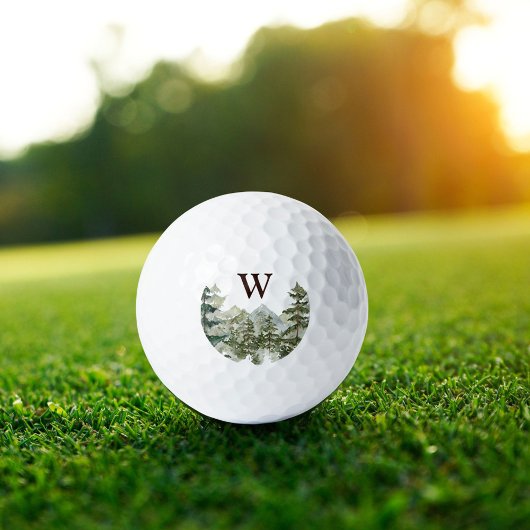Monogram Watercolor Dennenbos & Berg Landelijk Golfballen