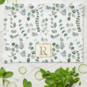 Monogram Watercolor Eucalyptus Bloemmotief Theedoek (Gevouwen)