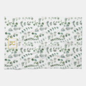 Monogram Watercolor Eucalyptus Bloemmotief Theedoek (Horizontaal)
