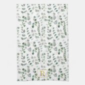 Monogram Watercolor Eucalyptus Bloemmotief Theedoek (Verticaal)