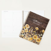 Monogram Watercolor Geel Zonnebloemveld Hout Planner (Display)