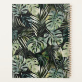 Monogram Watercolor Groen Tropisch Blad Patroon Planner (Achterkant)