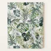 Monogram Watercolor Groen Tropisch Blad Patroon Planner (Achterkant)