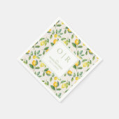 Monogram Watercolor Lemon Wedding Servet (Hoek)
