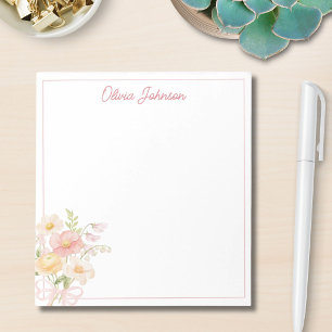 Monogram Watercolor Mooie Bloemboeket Bloemen Notitieblok