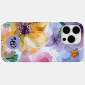 Monogram Watercolor Pastel iphone Case (Achterkant (horizontaal))