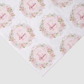 Monogram Watercolor Roze Bloem Bloemen Tissuepapier (Detail)