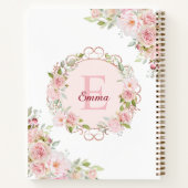 Monogram Watercolor Roze Rozen Schetsboek Notitieboek (Achterkant)
