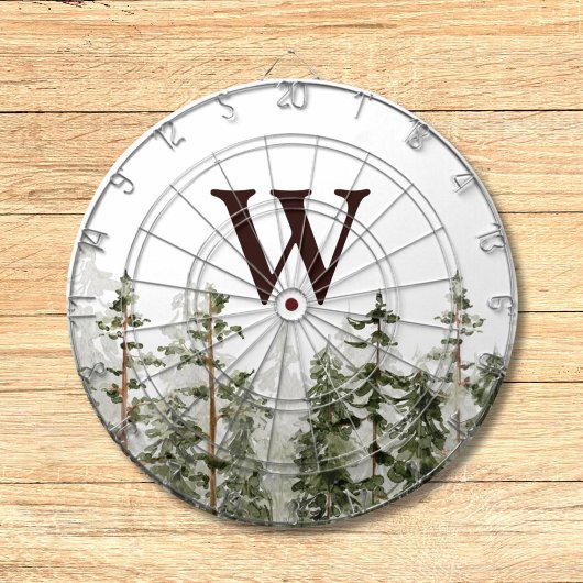 Monogram Watercolor Rustic Green Forest Dartbord
