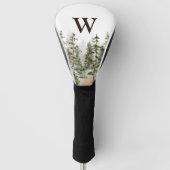 Monogram Watercolor Rustic Green Forest Golfheadcover (Voorkant)