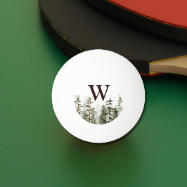 Monogram Watercolor Rustic Green Forest Pingpongbal