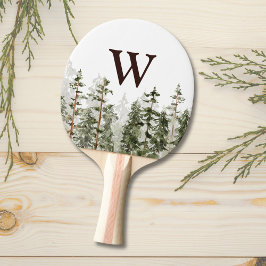 Monogram Watercolor Rustic Green Forest Tafeltennisbatje