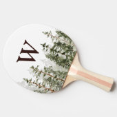 Monogram Watercolor Rustic Green Forest Tafeltennisbatje (Zijkant)