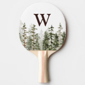 Monogram Watercolor Rustic Green Forest Tafeltennisbatje (Voorkant)