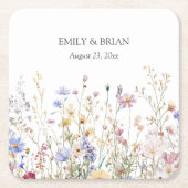 Monogram Watercolor Rustic Pretty Wildflower Field Kartonnen Onderzetters (Voorkant)