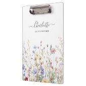 Monogram Watercolor Rustic Pretty Wildflower Field Klembord (Links)