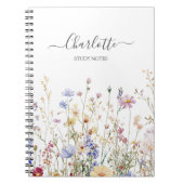 Monogram Watercolor Rustic Pretty Wildflower Field Notitieboek (Voorkant)