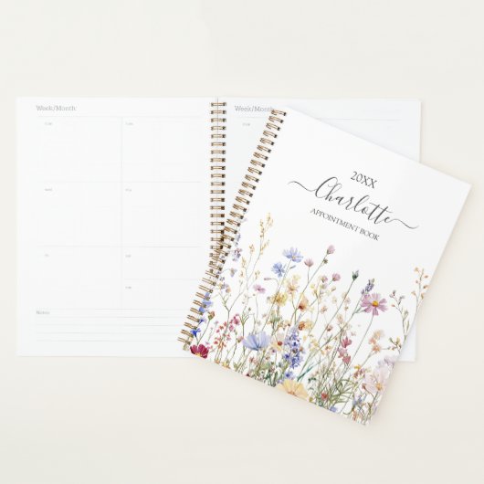 Monogram Watercolor Rustic Pretty Wildflower Field Planner (Display)