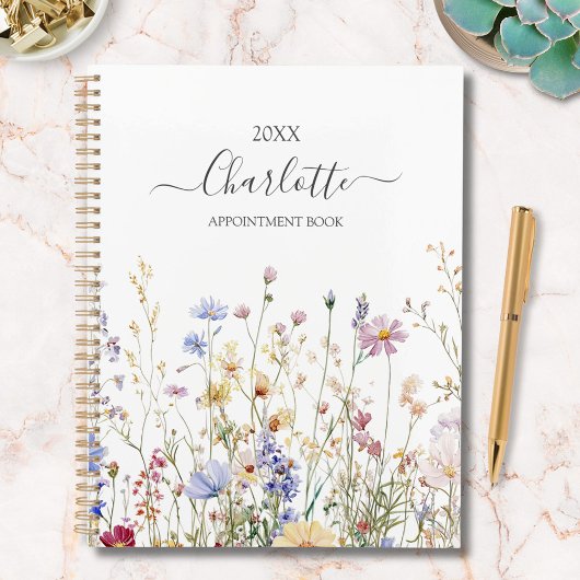 Monogram Watercolor Rustic Pretty Wildflower Field Planner