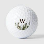 Monogram Watercolor Rustieke Groene Bos Golfballen (Voorkant)