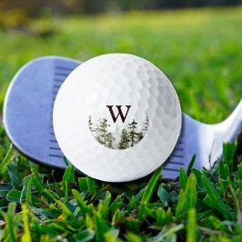 Monogram Watercolor Rustieke Groene Bos Golfballen
