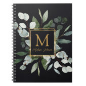 Monogram Watercolor Tropical Green Eucalyptus Notitieboek (Voorkant)