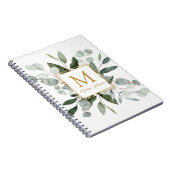 Monogram Watercolor Tropical Green Eucalyptus Notitieboek (Rechterzijde)