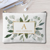 Monogram Watercolor Tropical Green Leaves Etui