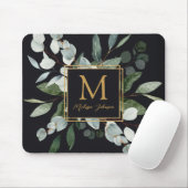 Monogram Watercolor Tropical Green Leaves Muismat (Met muis)