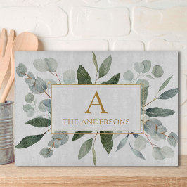 Monogram Watercolor Tropical Green Leaves Snijplank