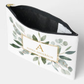 Monogram Watercolor Tropische Groene Bladeren Etui (Open)