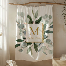 Monogram Watercolor Tropische Groene Bladeren