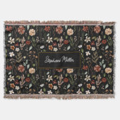 Monogram Watercolor Wilde Bloem Florale Botanische Deken (Voorkant)