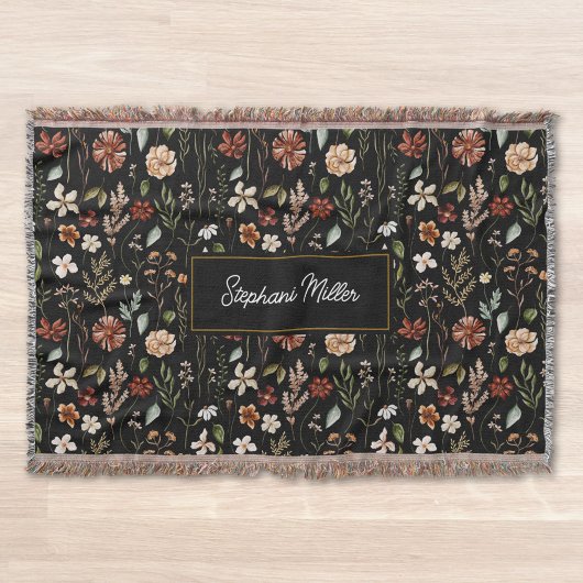 Monogram Watercolor Wilde Bloem Florale Botanische Deken