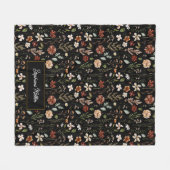 Monogram Watercolor Wilde Bloem Florale Botanische Fleece Deken (Voorkant (Horizontaal))