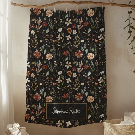 Monogram Watercolor Wilde Bloem Florale Botanische Fleece Deken