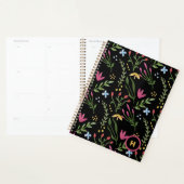 Monogram Watercolor Wilde Bloem Zwart Botanisch Planner (Display)