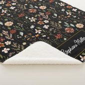 Monogram Watercolor Wildflower Floral Botanical Sherpa Deken (3/4)