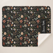 Monogram Watercolor Wildflower Floral Botanical Sherpa Deken (Voorkant (horizontaal))