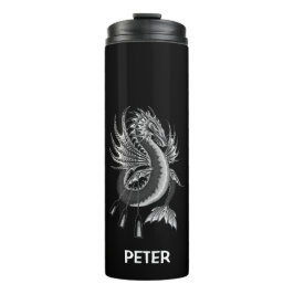 Monogram waterdraak B&W - zwart Thermosbeker