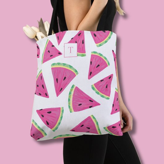 Monogram Watermeloen Fruitpatroon Tote Bag
