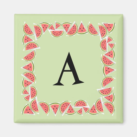 Monogram Watermeloen Groene Stukken Magneet (Voorkant)