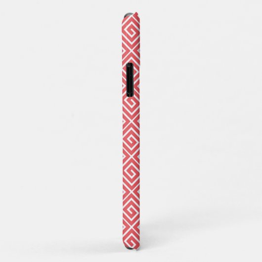 Monogram watermeloen roze Grieks sleutelpatroon Case-Mate iPhone Case (Achterkant/rechts)