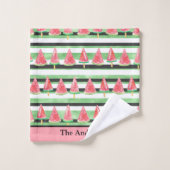 Monogram Watermeloen Roze Groen Wit Zwart  Bad Handdoek (Wasdoekje)