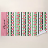 Monogram Watermeloen Roze Groen Wit Zwart Strandlaken (Voorkant)