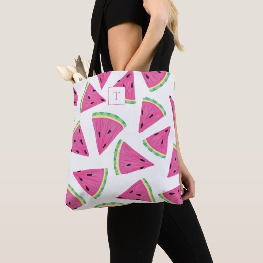 Monogram Watermeloen Vruchtpatroon Tote Bag (Dichtbij)