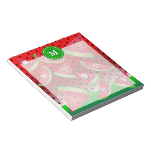 Monogram Watermelon Funny Faces Notitieblok (Schuin)