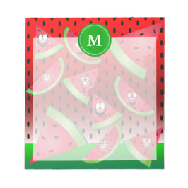 Monogram Watermelon Funny Faces Notitieblok