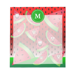 Monogram Watermelon Funny Faces Notitieblok