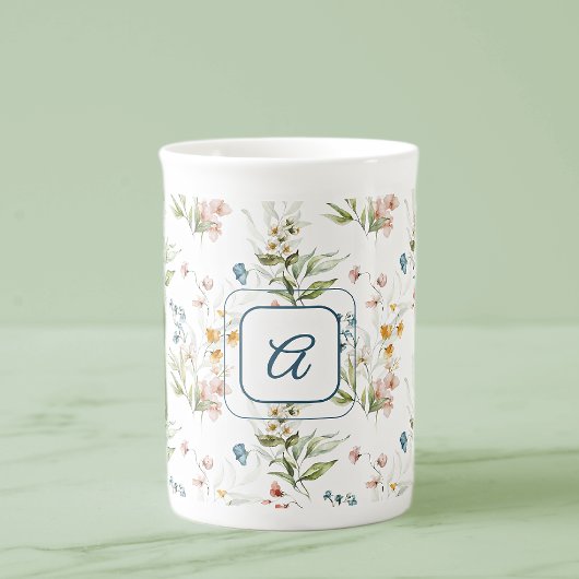 Monogram Waterverf 1600s Floral Art 10oz Porselein Kop
